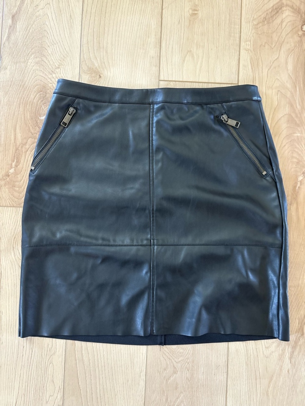 Banana Republic Black Faux Leather Pencil Skirt with Zip Pockets